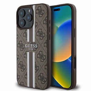 Guess 4G Printed Stripes MagSafe iPhone 16 Pro Ümbris - Brown