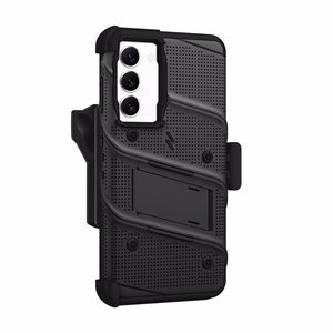 ZIZO BOLT Series tugevdatud ümbrise komplekt Samsung Galaxy S23+ jaoks, 9H ekraanikaitse, sisseehitatud tugijala ja vööklambriga hoidikuga, must