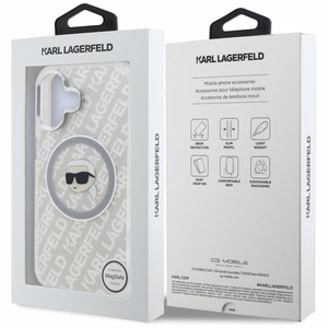 Karl Lagerfeld IML Karl Head Logo MagSafe Case for iPhone 16 - Gray