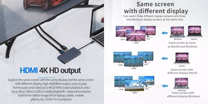 Adapter USB Type-C – 2x HDMI, VGA, LAN, 3x USB Type-A, SD, TF, USB Type-C PD100W, Aux