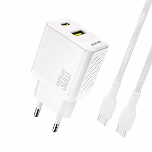 Dudao A27TCEU PD 30W GaN USB-A USB-C seinalaadija USB-C kaabliga - valge