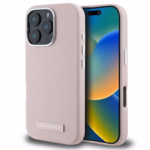 Karl Lagerfeld FW Metal Plate MagSafe iPhone 16 Pro Ümbris - roosa