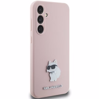 Karl Lagerfeld Silicone Choupette Metal Pin ümbris jaoks Samsung Galaxy S23 FE - roosa