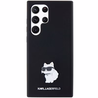 Karl Lagerfeld Silicone Choupette Metal Pin ümbris jaoks Samsung Galaxy S23 Ultra - must