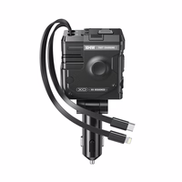 XO autolaadija CC66 104W 1x USB 1x USB-C must koos kaabliga USB-C ja kaabliga Lightning