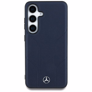 Mercedes Leather Debossed Lines MagSafe Ümbris jaoks Samsung Galaxy S25 - sinine