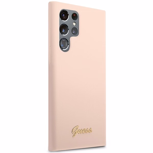 Guess GUHCS23LLSLMGPP S23 Ultra S918 roosa/roosa hardcase Silicone Script Metal Logo