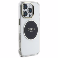 Guess IML Metal Colored Circle Classic Logo MagSafe ümbris jaoks iPhone 16 Pro - must
