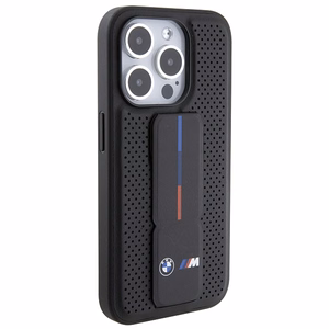 BMW Grip Stand Smooth & Perforated ümbris jaoks iPhone 15 Pro - must
