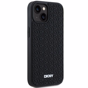 DKNY 3D Rubber Repeat Pattern ümbris jaoks iPhone 15 Plus - must