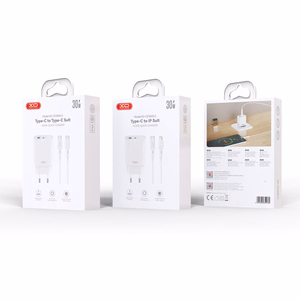XO сетевое зарядное устройство CE30 PD 30W 1x USB-C 1x USB белое + кабель USB-C - Lightning