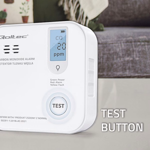 Qoltec 52577 Juhtmevaba vingugaasi (CO) andur akuga | anduri tööiga 10 aastat | alarm 85dB | LED