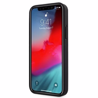 BMW nahast Deboss ümbris iPhone 12 mini jaoks - must