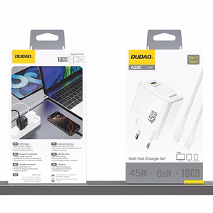 Dudao A28C 45W GaN Wall Laadija + USB-C Kaabel - valge