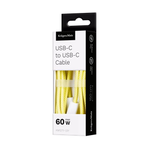 Krüger&Matz Basic USB-C–USB-C kaabel, 60 W, 1,5 m, kollane