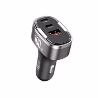XO autolaadija CC61 PD QC 3.0 100W 1x USB 1x USB-C 1x Lightning hall