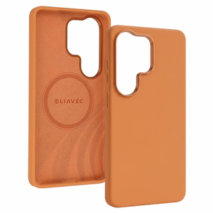 Liavec Silky ümbris metallist kaamera raamiga Samsung Galaxy S26 Ultra jaoks oranž