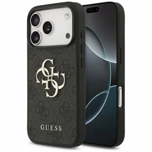 Guess PU 4G Metal Logo ümbris Apple iPhone 18 Pro telefonile, hall