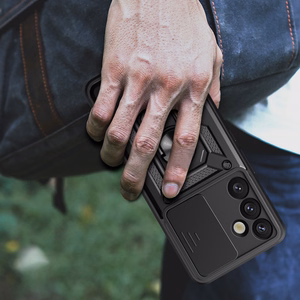 Hybrid Armor Camshield with Camera Cover and Metal Ring jaoks Samsung Galaxy S25+ - must