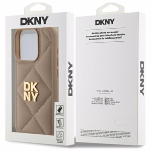DKNY Quilted Stack Logo iPhone 15 Pro Ümbris - Beige