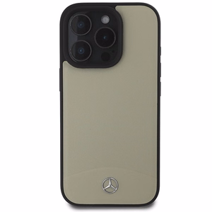 Mercedes MB Textured and Plain Leather MagSafe ümbris jaoks iPhone 16 Pro Max - beige