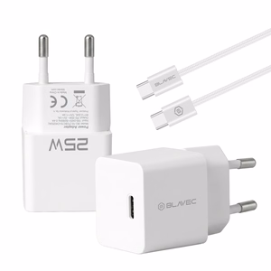 Blavec Wall charger BC-10 - Type C - PD 25W 3A with Type C to Type C cable (TCBC10-CW253A) white