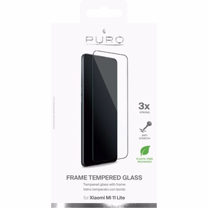 Puro Frame karastatud ekraanikaitseklaas seadmele Xiaomi Mi 11 Lite, musta raamiga