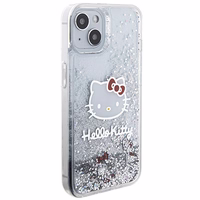 Hello Kitty Liquid Glitter Charms Kitty Head ümbris jaoks iPhone 15 - hõbedane