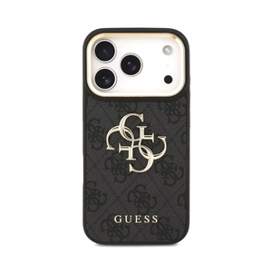 Case Guess PU Leather 4G Metal Logo Gold Frame Apple iPhone 18 Pro Max black