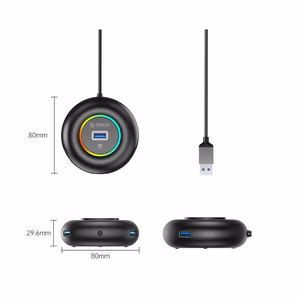 Orico YXR4-U3 RGB USB Hub 4-Port USB-A 3.0 with Audio/Microphone Port 1.8m - Black