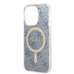 GUESS set jaoks IPHONE 14 Pro compatible with MagSafe GUBPP14LH4EACSB (Bundle Pack / Ümbris + Charger / 4G) kuldne sinine