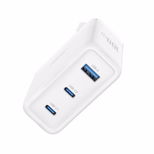 XO seinalaadija CE35 PD 100W 2x USB-C 1x USB valge