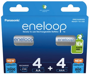 Laetavad patareid PANASONIC ENELOOP 4x AA 2000 mAh + 4x AAA 800 mAh 8 tk (BK-3MCDE+4MCDE/8CP)