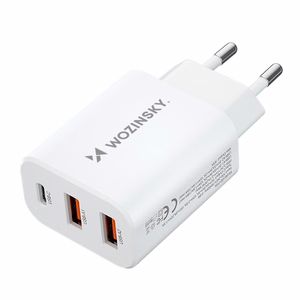 Wozinsky CWCUCW 30W USB-C / 2 x USB-A Wall Laadija - valge