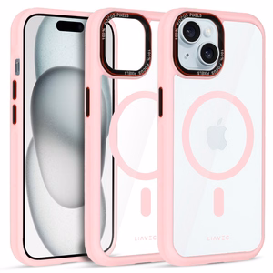 Liavec Hybrid Magsafe Clear Ümbris jaoks Iphone 15 light roosa