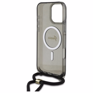 Guess Crossbody Cord Script MagSafe Ümbris jaoks iPhone 16 Pro - must