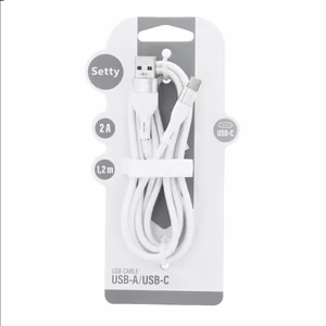 Setty USB - USB-C kaabel 1,2 m 2A KSA-C-1.220 valge