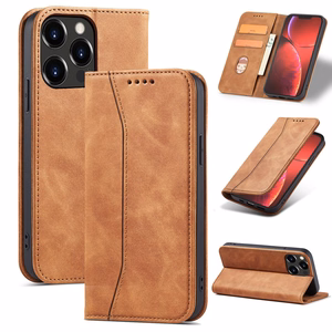 Magnet Fancy Case чехол для iPhone 13 Pro Max чехол-кошелёк с держателем для карт коричневый