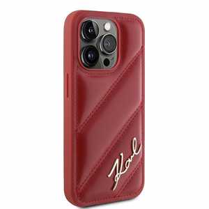Karl Lagerfeld Diagonal Quilted Script ümbris jaoks iPhone 15 Pro - punane