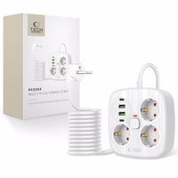 Tech-Protect PCS3X4 power strip, 3 sockets, 2xUSB-A, 2xUSB-C 200 cm - valge