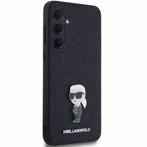 Karl Lagerfeld Fixed Glitter Ikonik Logo Metal Pin ümbris jaoks Samsung Galaxy A35 - must