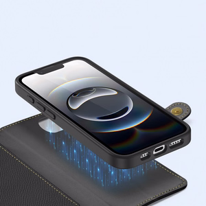 Dux Ducis Lawa iPhone 16e Leather Ümbris with Detachable Magnetic Wallet - Must
