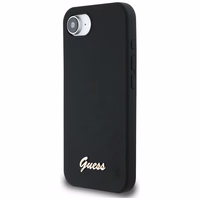 Guess Silicone Script Metal Logo MagSafe iPhone 16e Ümbris - Must