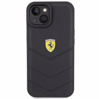 Ferrari Quilted Metal Logo ümbris jaoks iPhone 15 - must
