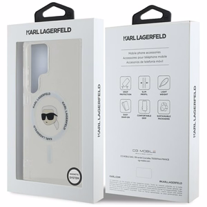 Ümbris Karl Lagerfeld Button Karl Head Printed Logo MagSafe Samsung Galaxy S25 Ultra valge