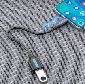 Vention USB 3.1 (Gen 1) C Male kuni A Female OTG kaabel 0.15M, must, PVC