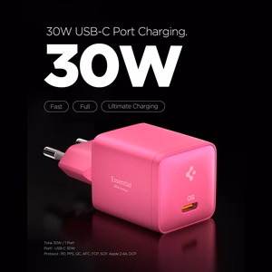 Spigen Essential EE301EU 1 pesaga 30 W seinatoiteadapter – roosa