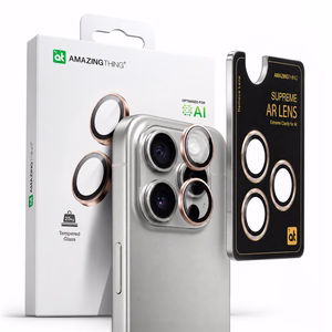 AmazingThing AR Aluminum 3 Lens Glass with Camera Lens Frame for iPhone 16 Pro / 16 Pro Max - Rose Gold