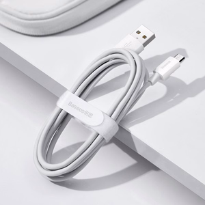Baseus Simple Wisdom Data Cable Kit USB to Micro 2.1A (2PCS/Set) 1.5m Valge