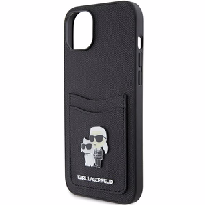 Karl Lagerfeld Saffiano Cardslot Karl&Choupette Metal Pin ümbris jaoks iPhone 15 - must